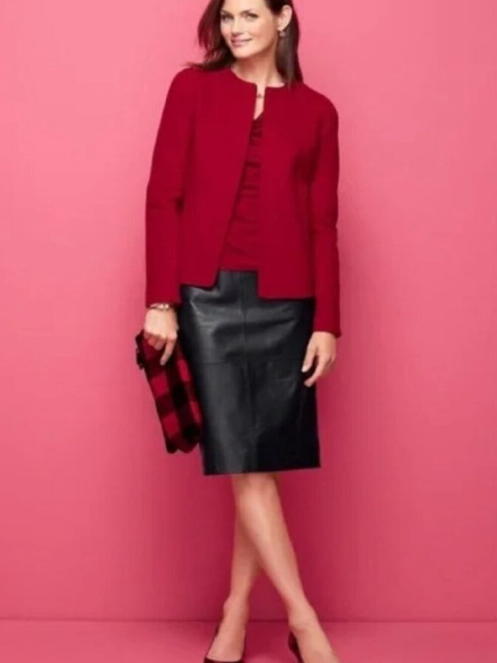TALBOTS Women's EUC Lamb Skin & Ponte Pencil Skirt Black | Size 8